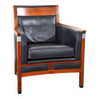 Schuitema Art Deco armchair in black leather from the Decoforma series in very good condition