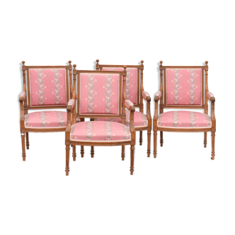 Series of 4 Louis XVI-style convertible chairs