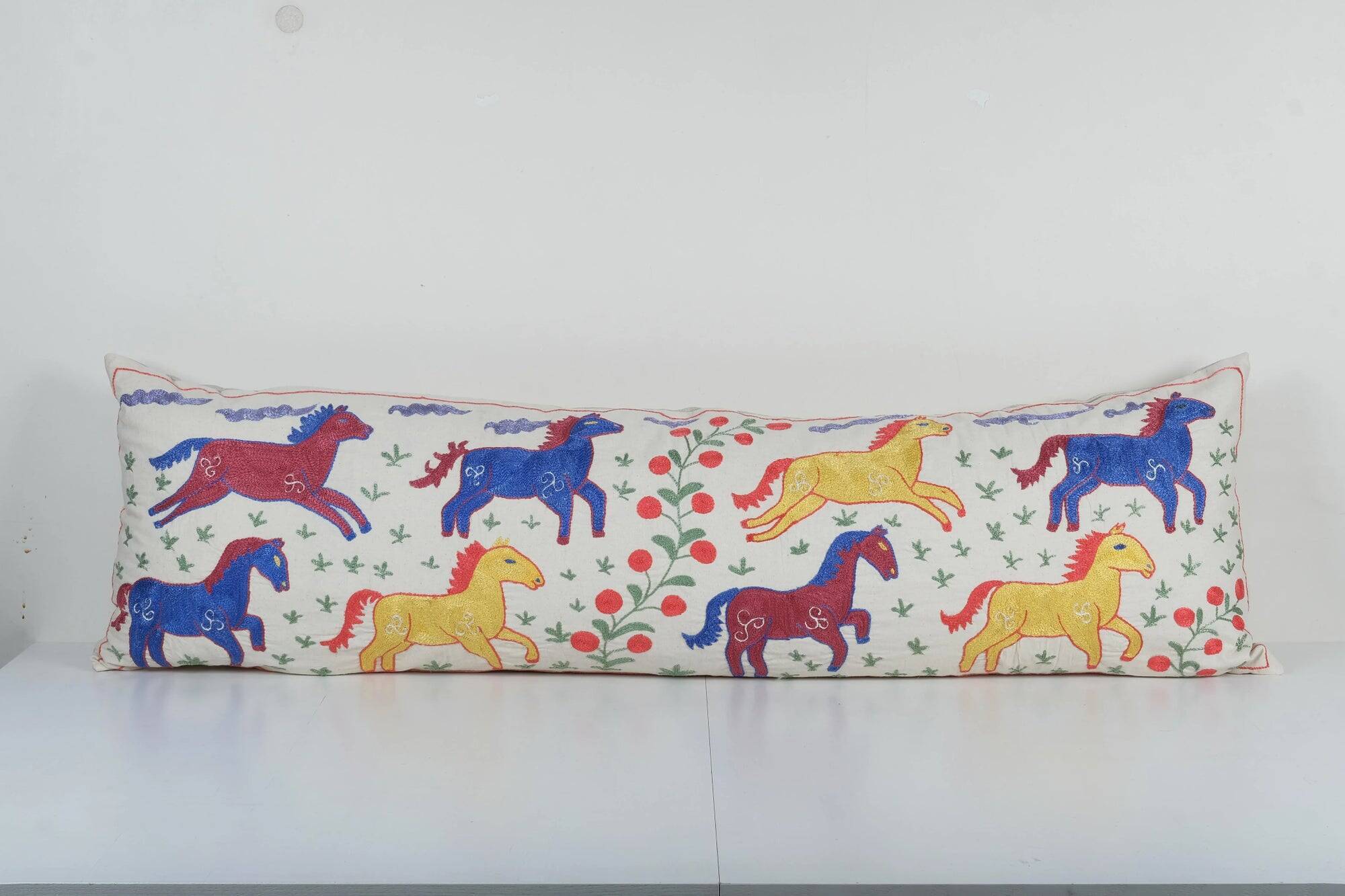 Vintage embroidered cushion cover 46x145 cm