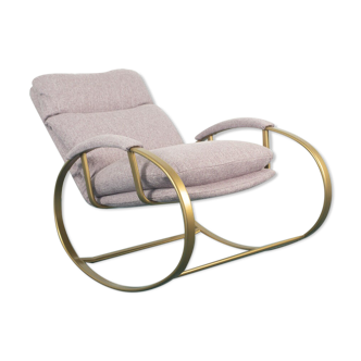 Armchair rocking chair pouf guido faleschini metal design 70s vintage