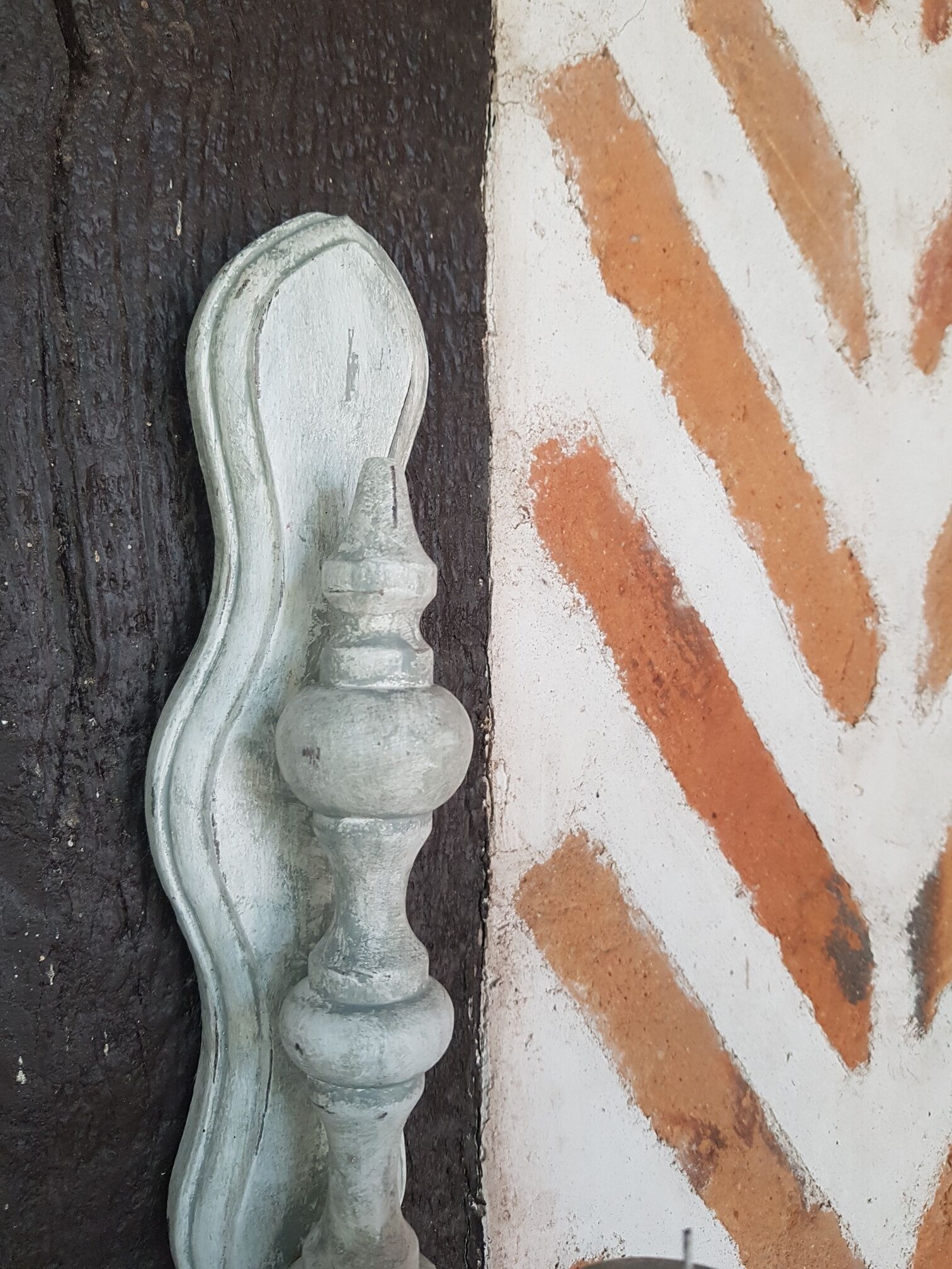 Grey patinated wall candle holder wall lamp