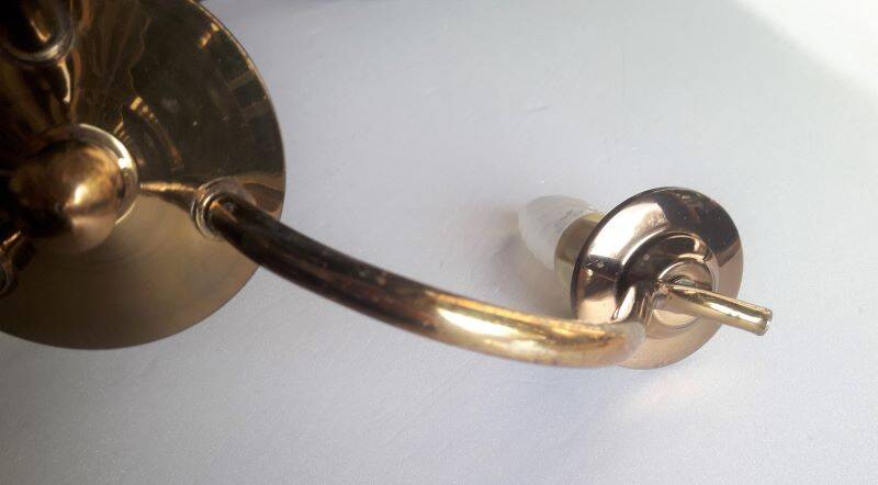 Chandelier 1950, 1960 3 lights gold metal and glass