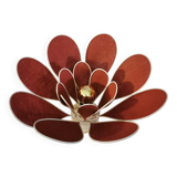 Flower table lamp made of rattan and terracotta linen petals
