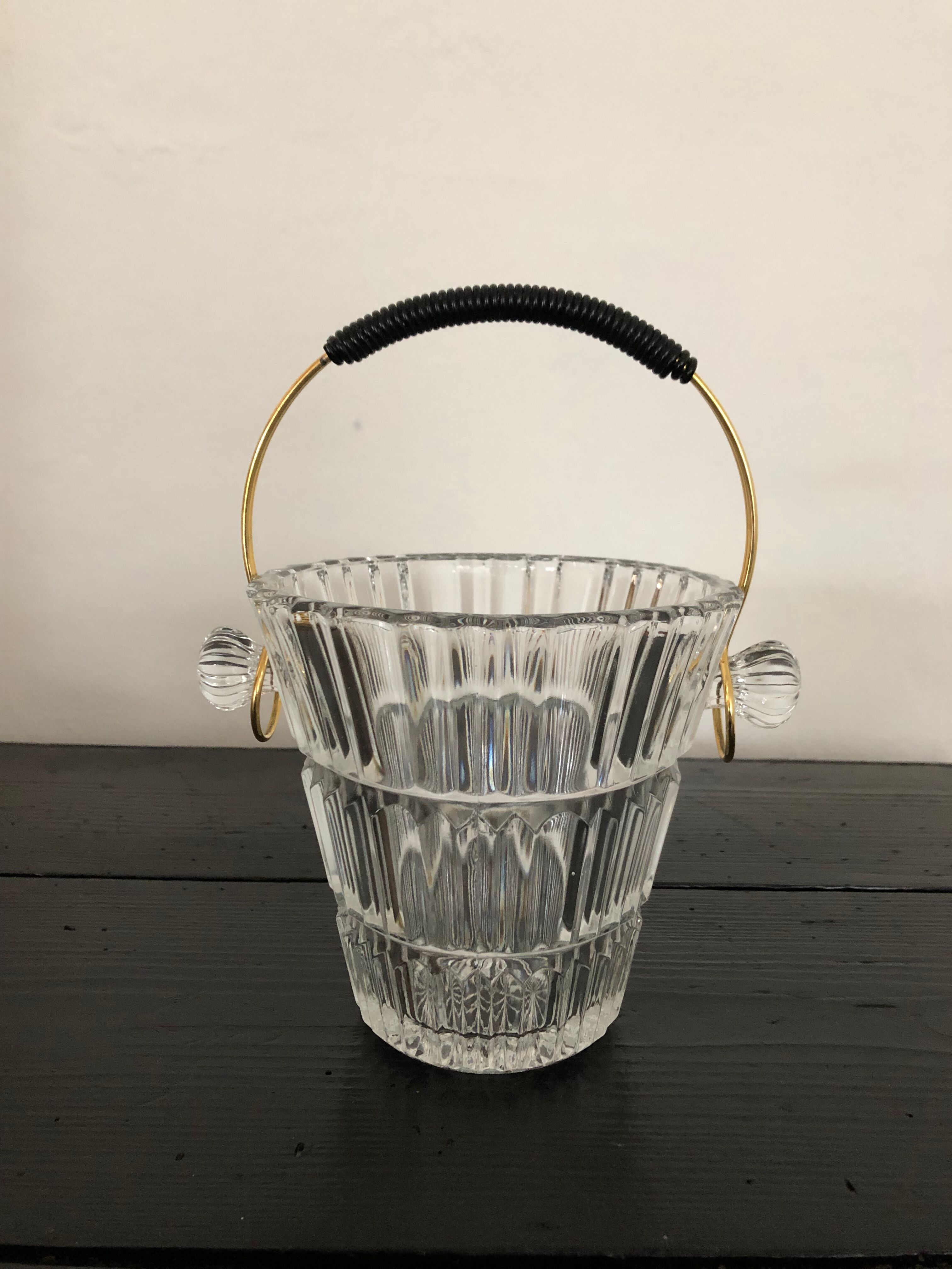 Vintage brass and wire scoubidou ice bucket