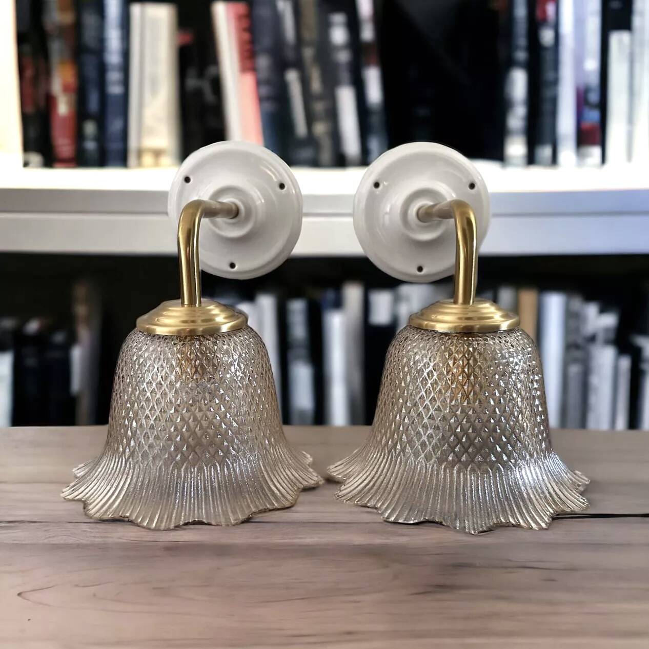 Pair of gold wall sconces
