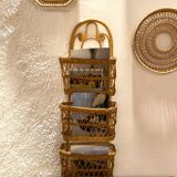 Vintage Peacock Rattan Desk Organizer