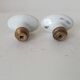 Pair of vintage door handles in porcelain and brass.