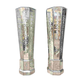 Pair of 70s Venetian Mirrored Columns or Bases, 20th Century.