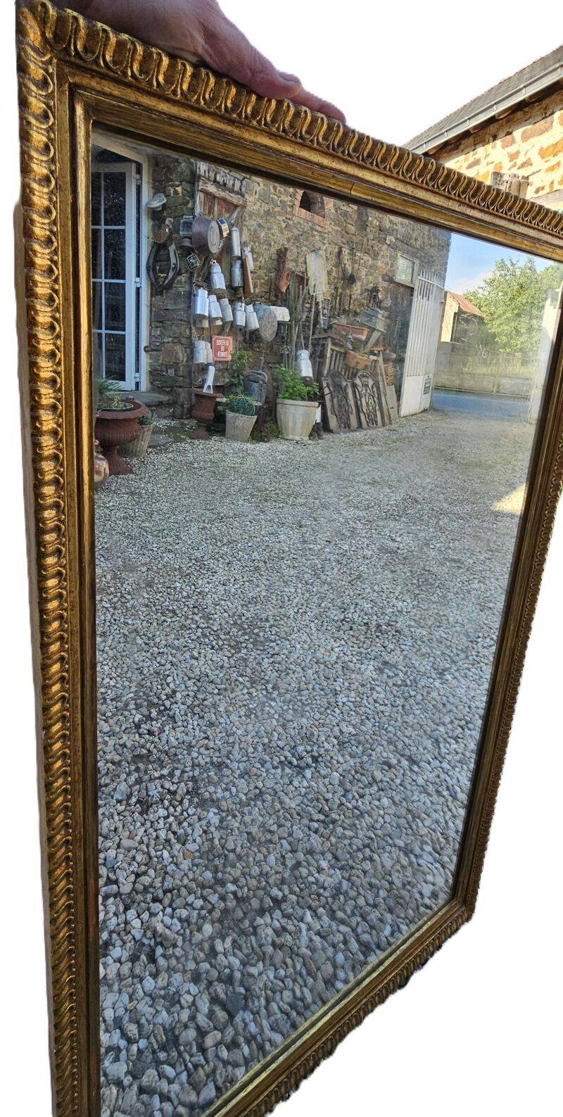 Large Antique Gilded Mirror Height 105 cm