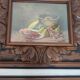 Pair of oils on cardboard with carved wooden frame. Spain 1950s.