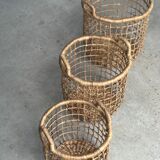Trio de paniers en jonc de mer ajourés