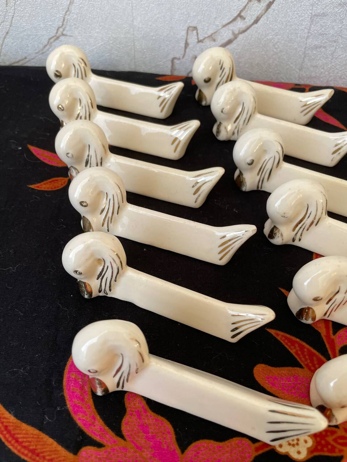 12 Art Deco ceramic knife holders