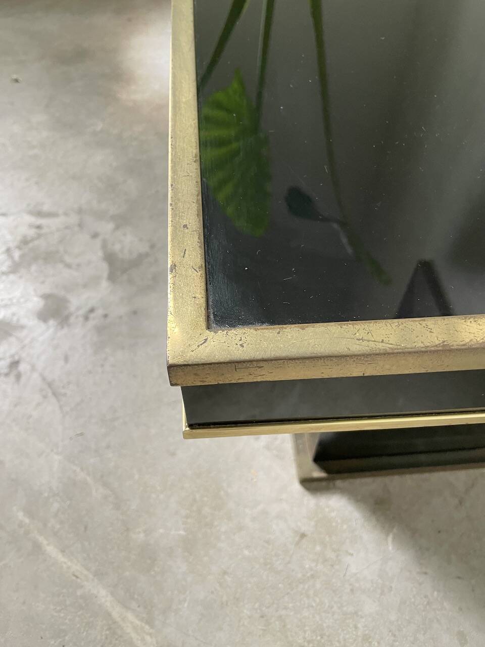 Black lacquer and brass console coffee table