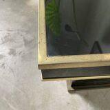 Table basse console appoint en laque noire et laiton