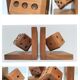 Pair of bookends style Art Deco oak decoration dice