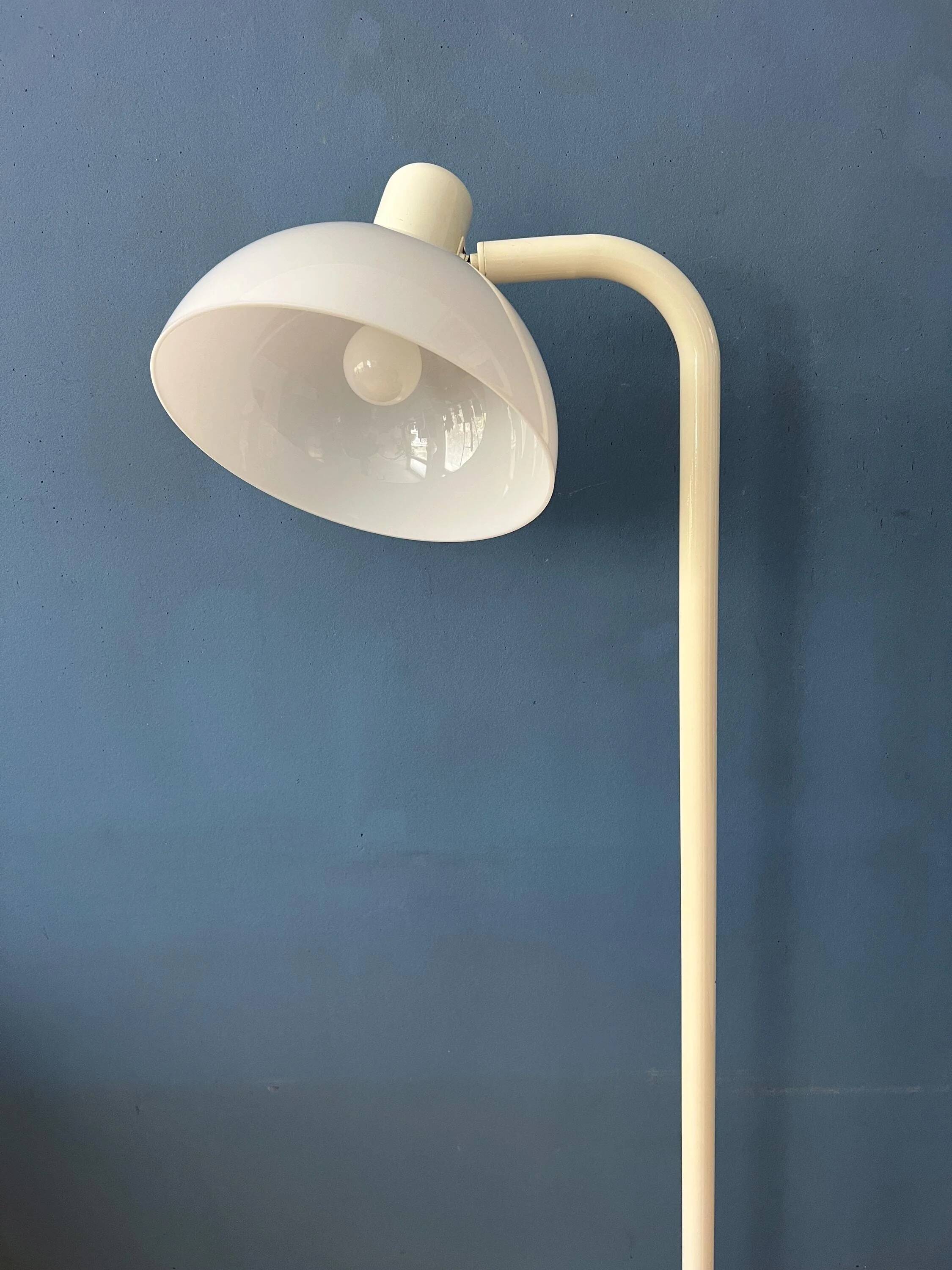 Vintage floor lamp in white metal with acrylic shade.