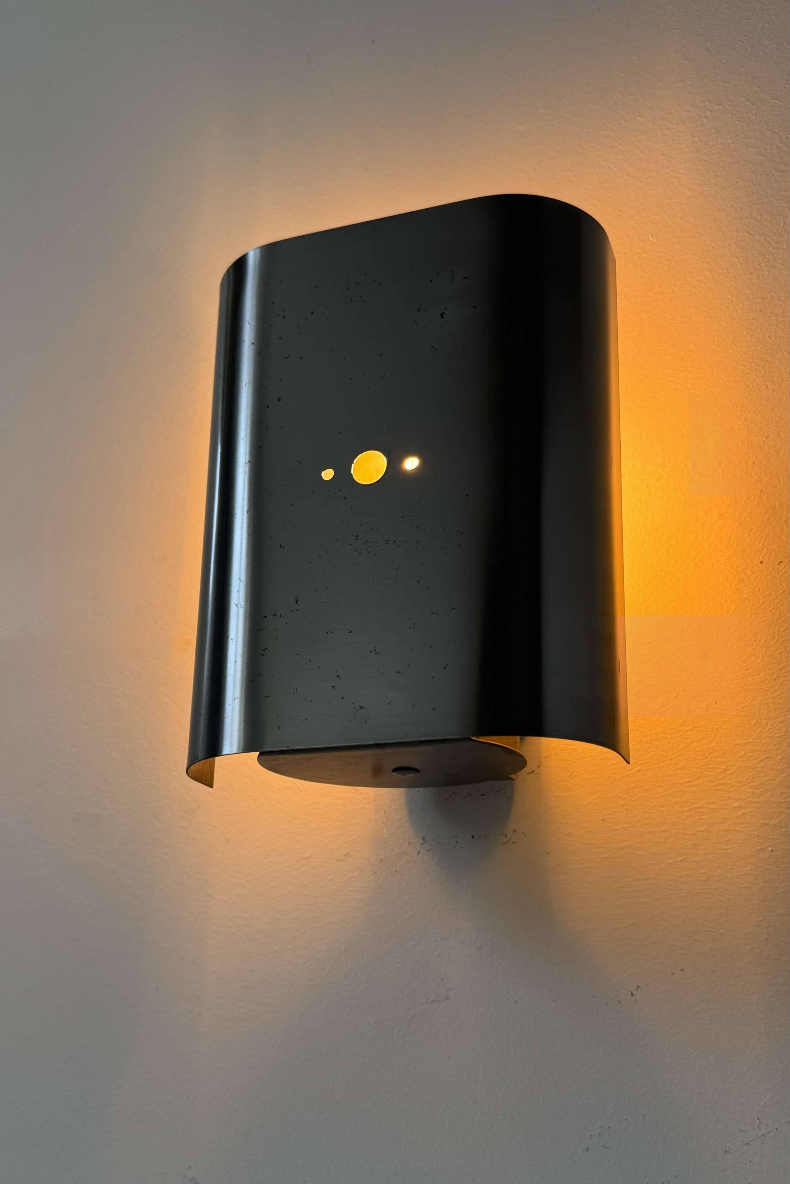 Vintage curved brushed metal wall light, France 1970