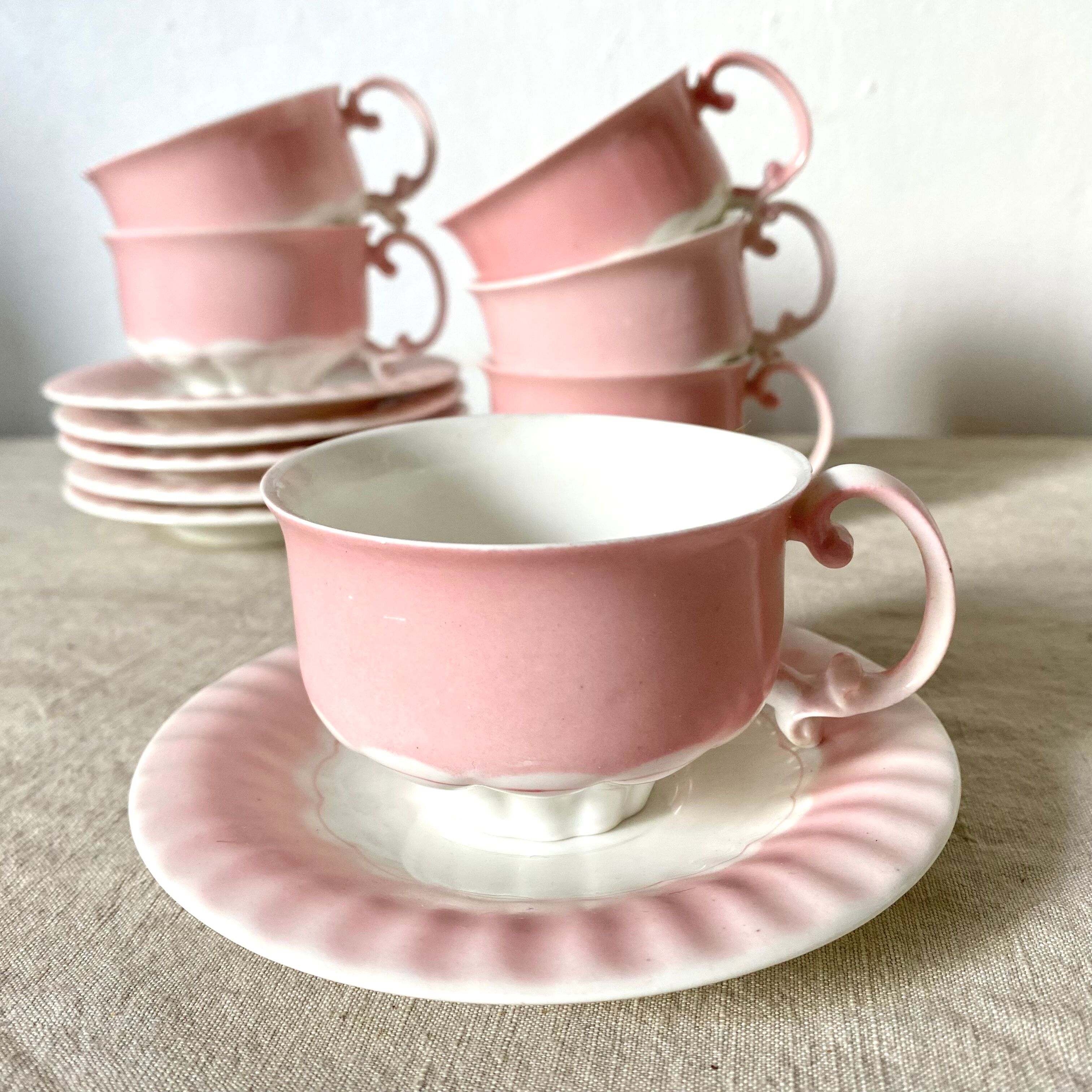 Pink vintage porcelain cups
