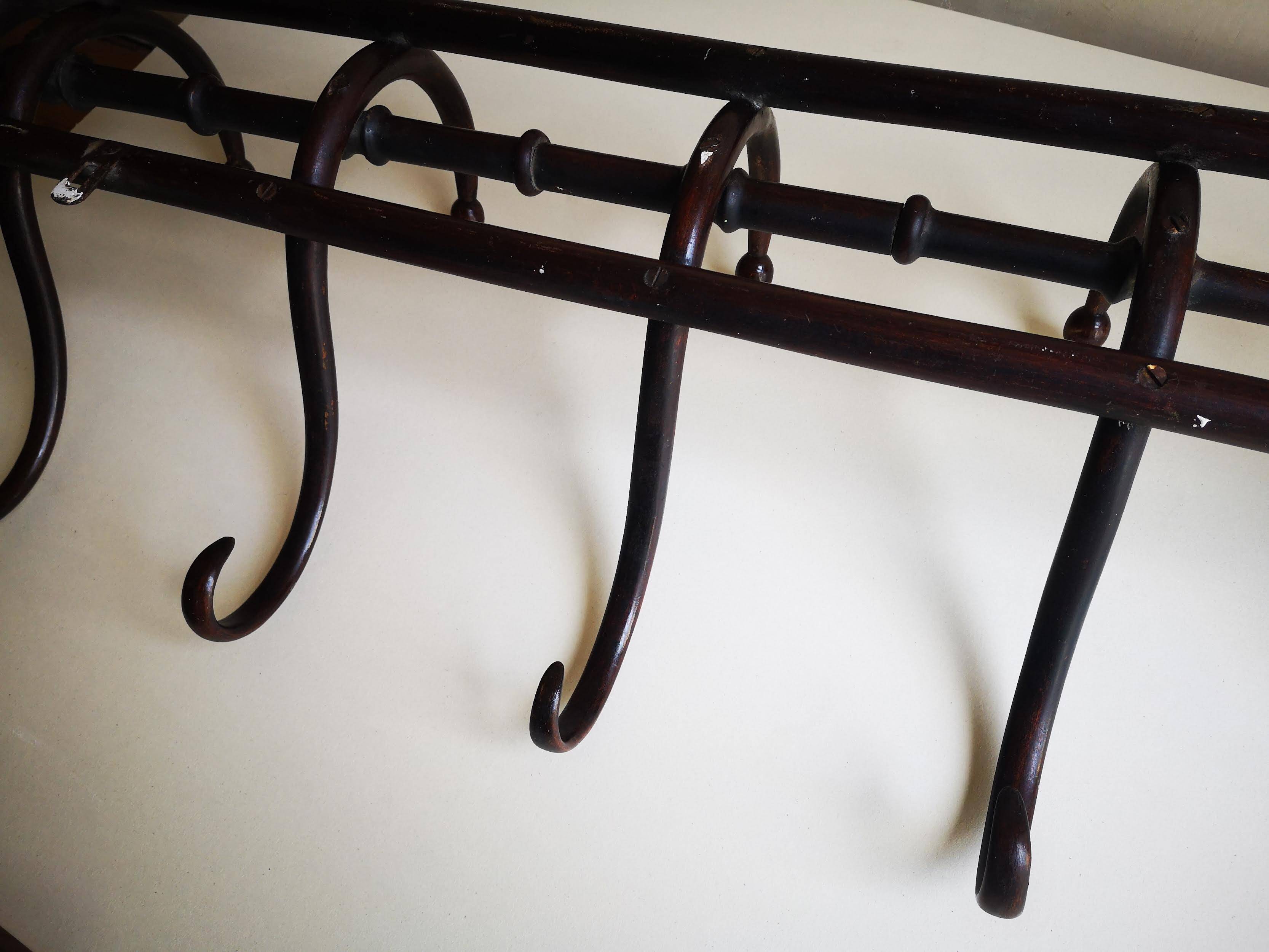 Vintage wooden wall coat rack