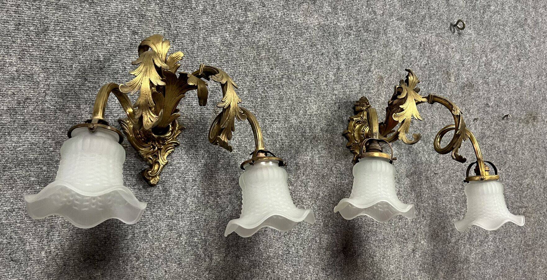 Pair of Napoleon III period wall lights in gilded bronze circa 1880