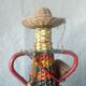 Bottle scoubidou and wicker years 1970 vintage
