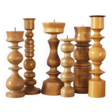 Scandinavian Wooden Candleholders, Set of 6