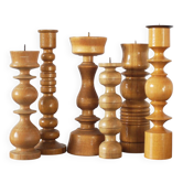 Bougeoirs scandinaves en bois, lot de 6