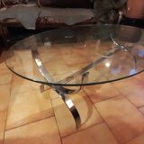 Chrome and glass coffee table (oval or rectangle)