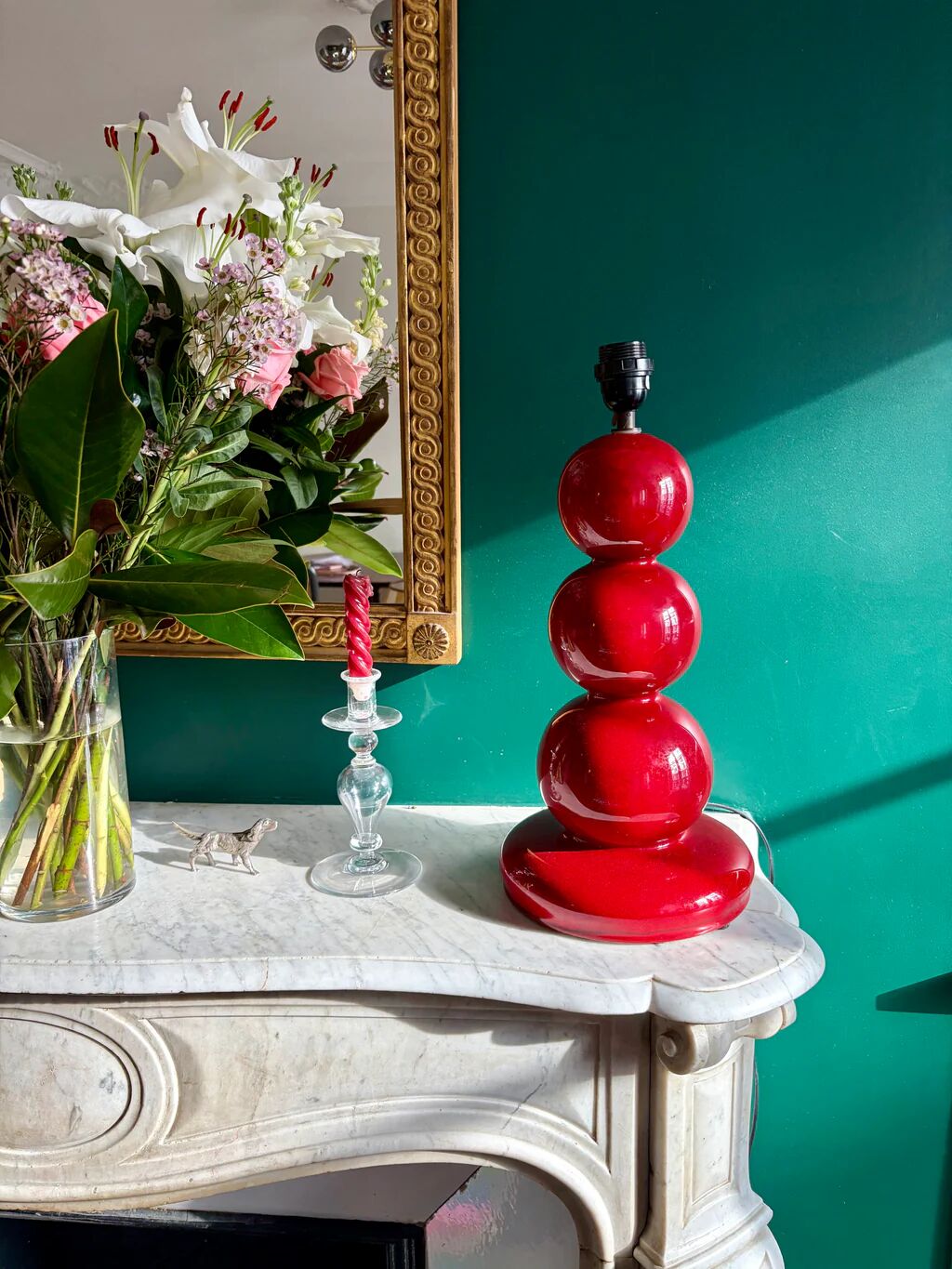 Red ceramic lamp base