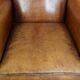 Fauteuil à oreilles en cuir de mouton vintage de style anglais