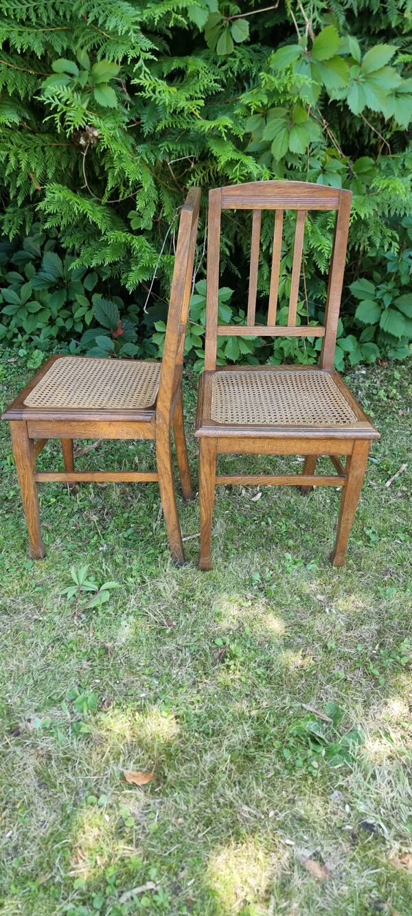 Lot de 2 chaises bistrot cannage bois art nouveau déco