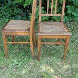 Lot de 2 chaises bistrot cannage bois art nouveau déco