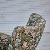1970s, Danish armchair, reupholstered, flowers furniture fabric.