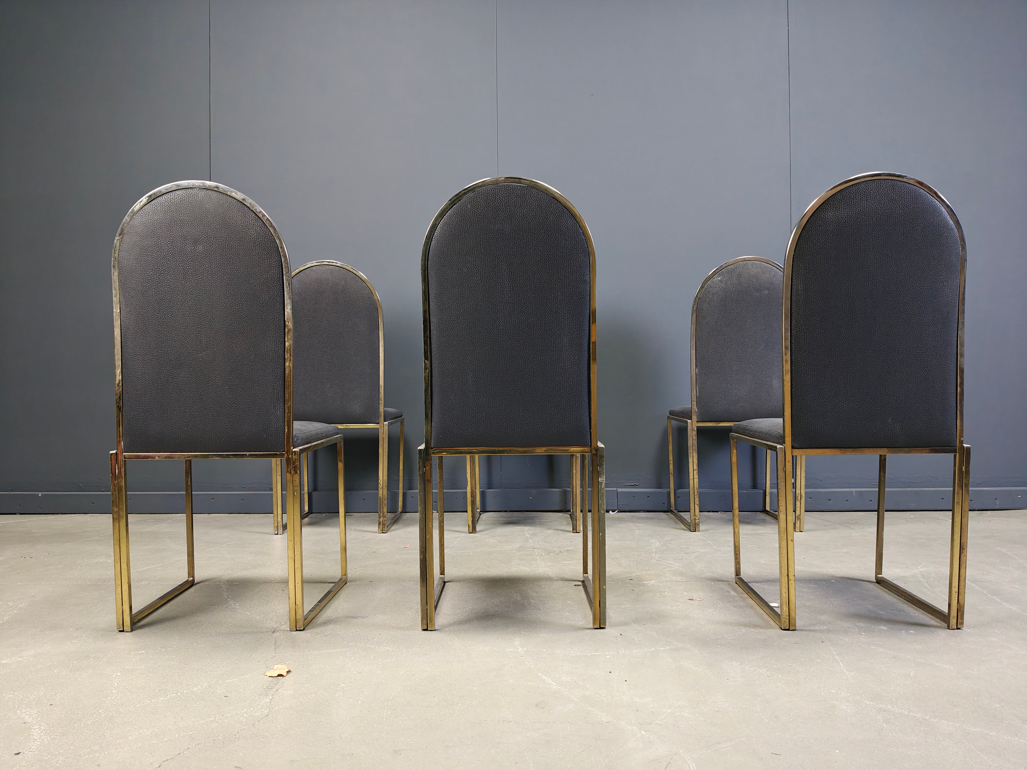Vintage brass dining chairs by Belgochrom, 1970s