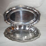 Lot of 2 oval stainless steel dishes