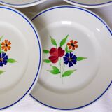 Set of 6 vintage Badonviller porcelain dessert plates