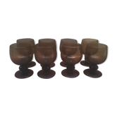 Set of eight glasses bulled on vintage foot