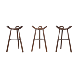 Set of 3 Spanish Brutalist bar stools, 1970's