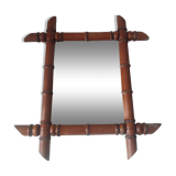 Vintage bamboo wood mirror