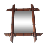 Miroir bois bambou vintage