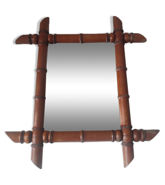 Miroir bois bambou vintage