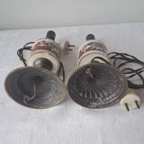 Pair of vintage brass/ceramic lamps