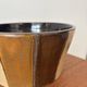 Vintage cache-pot in glazed ceramic, brown and beige geometric pattern.