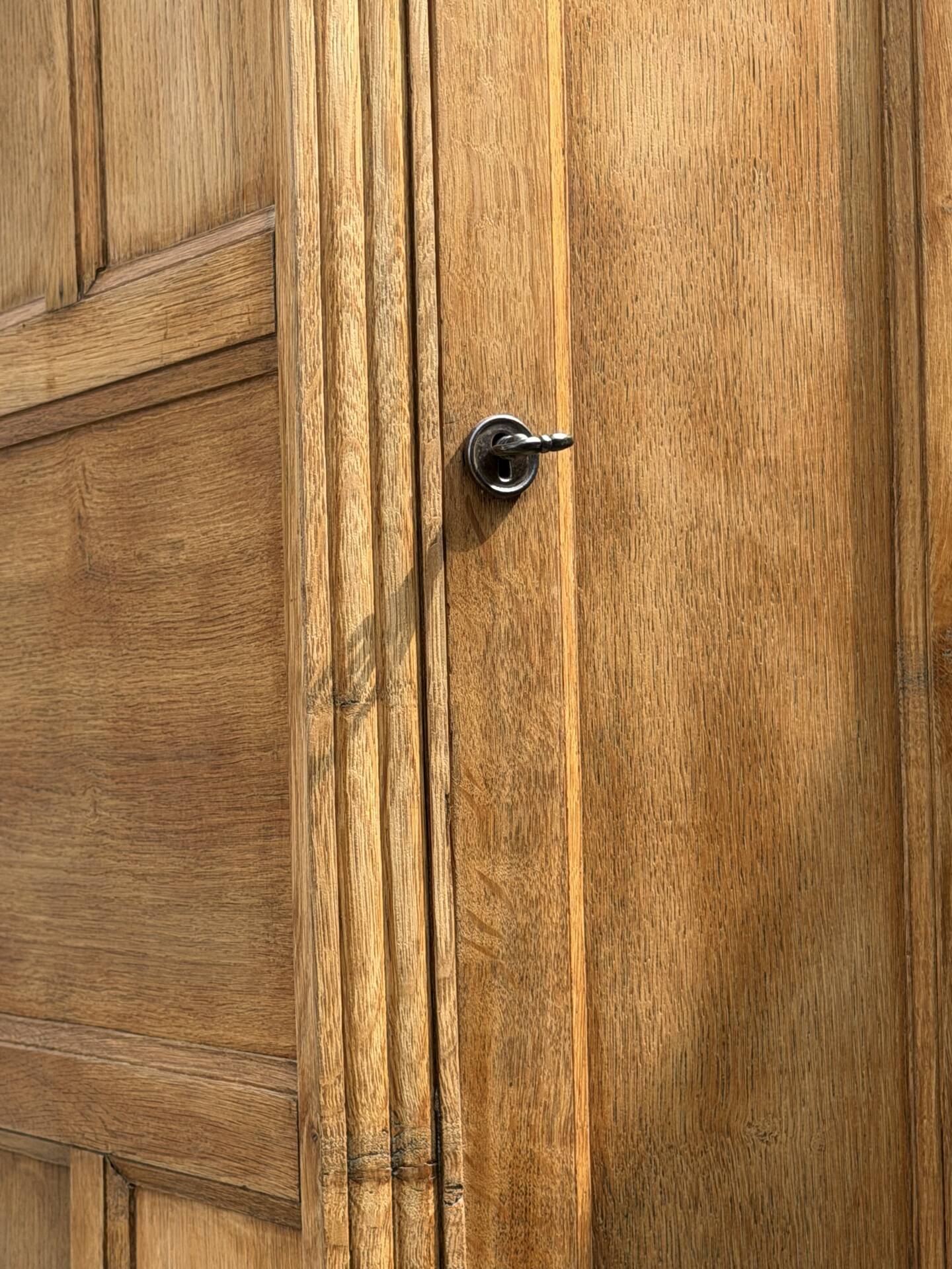 Parisian Art Deco wardrobe in raw oak, renovated.