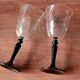 4 glasses 22 cl on black Onyx swirl stand Luminarc France, Vintage