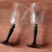 4 glasses 22 cl on black Onyx swirl stand Luminarc France, Vintage