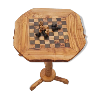 Table d'échecs, avec tiroirs jeu d'échecs rustique en bois d'olivier