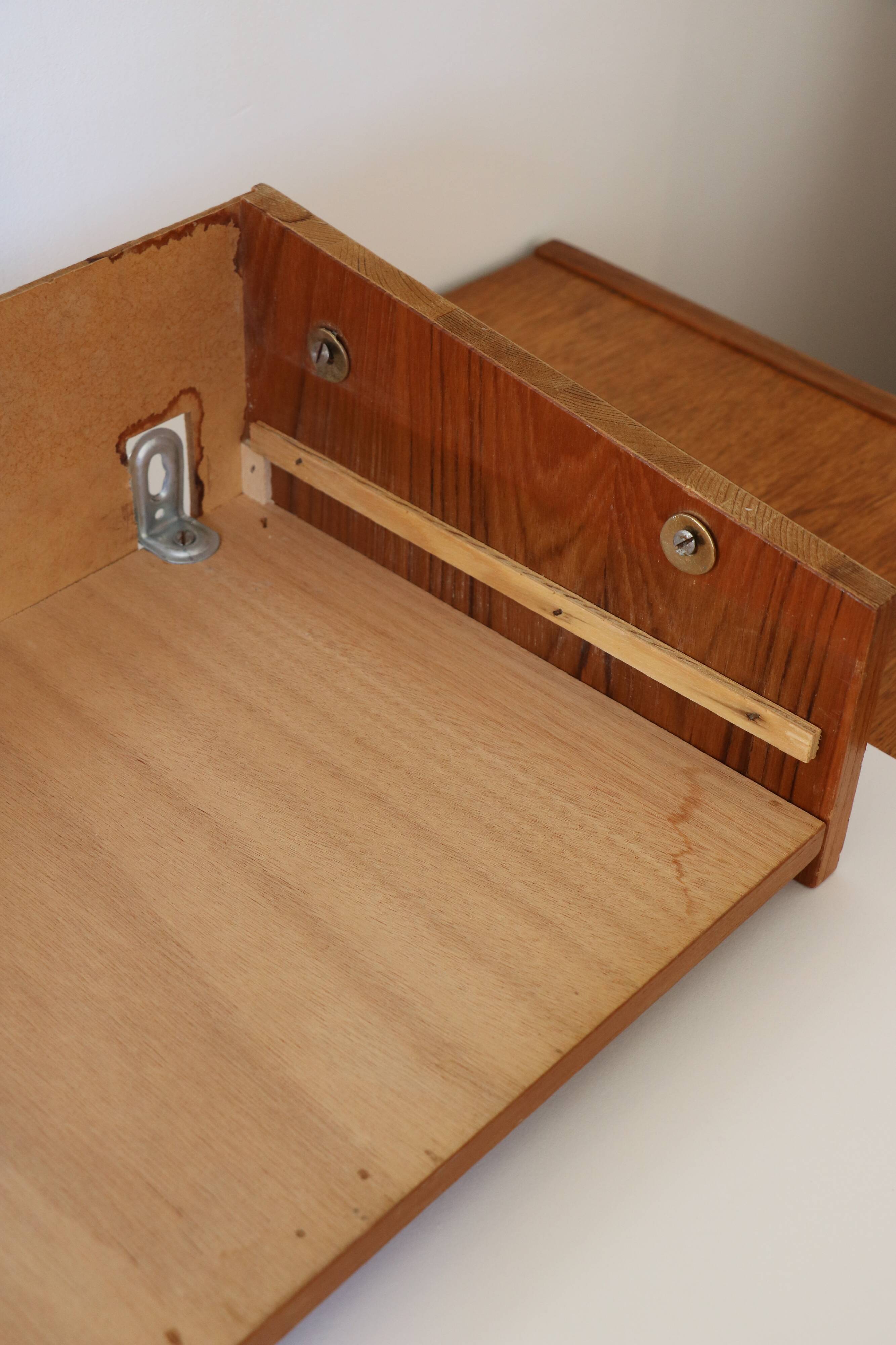 Wall shelf, Scandinavian teak wall bedside table, 1960