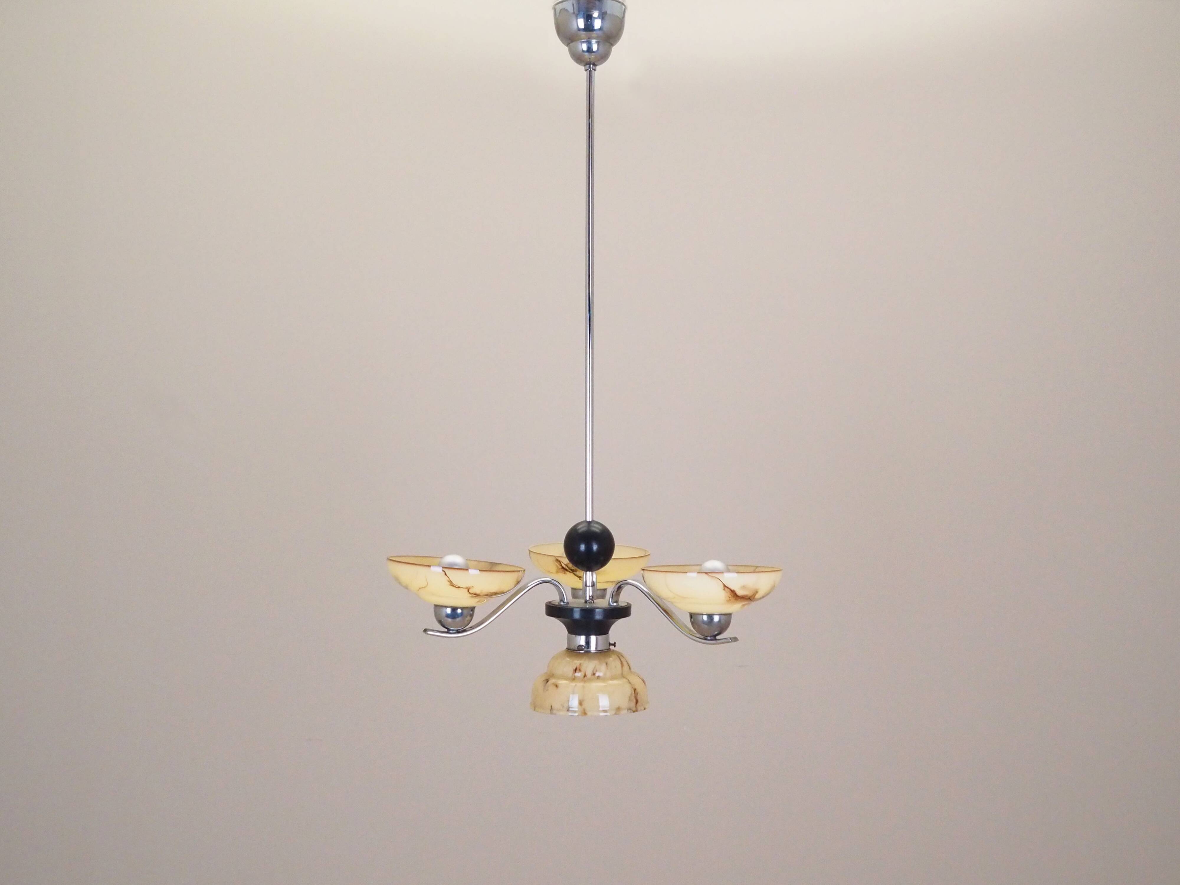 Glass chandelier, Danish design, 1970s, production: Denmark