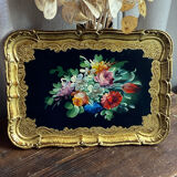 Wooden platter, hand-painted decoration